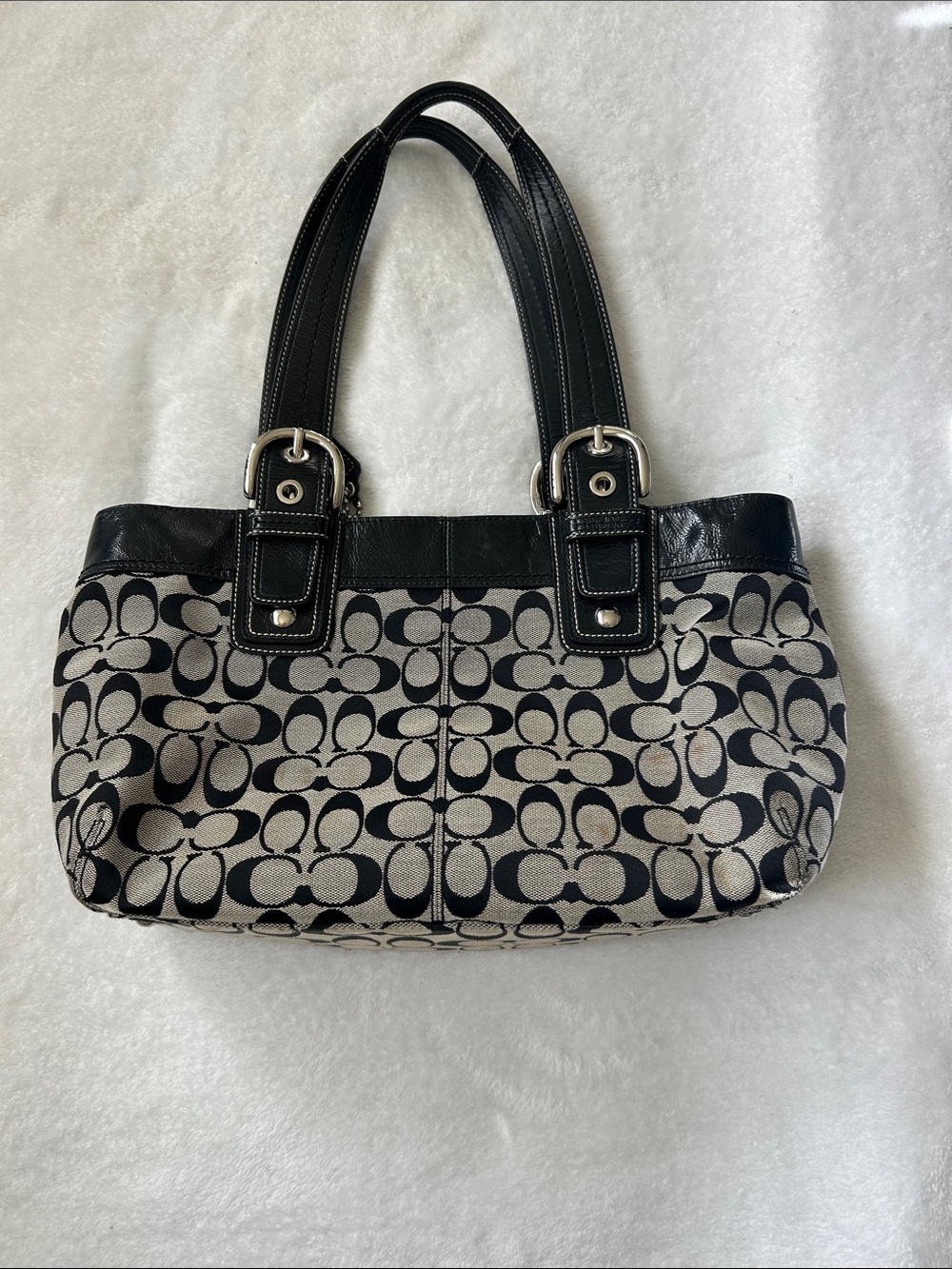 Y2K Vintage Coach Soho Pleated Signature Canvas Tote … - Gem